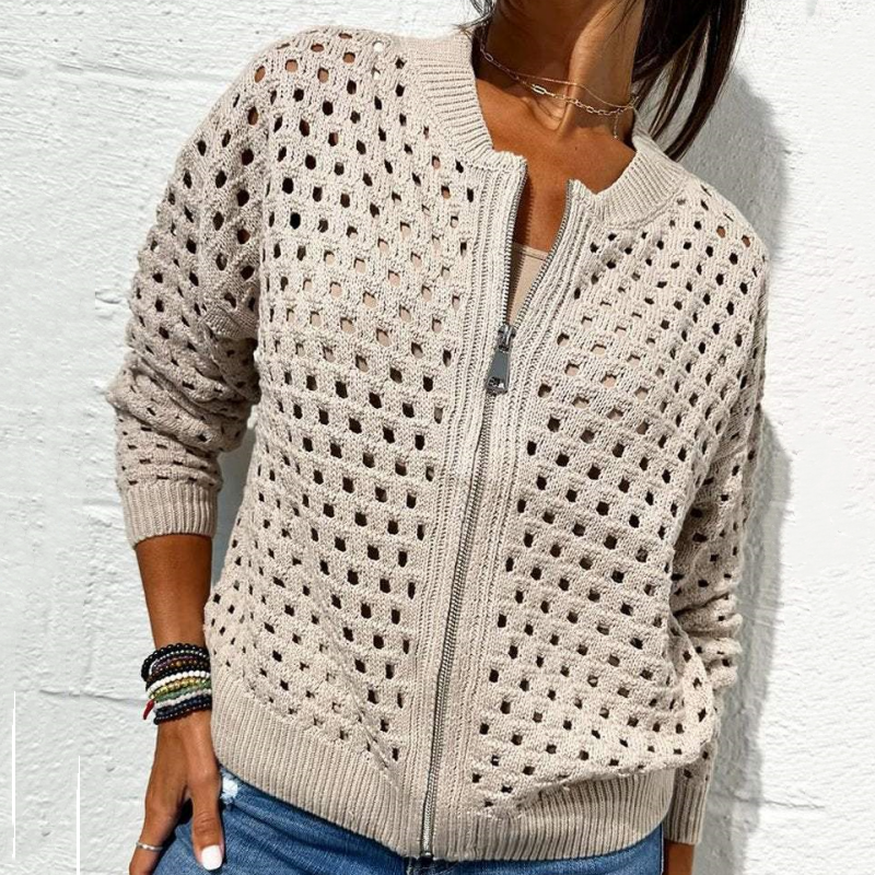Marielle™ | Hollow-Knit Zipper Cardigan (Almost Sold Out)